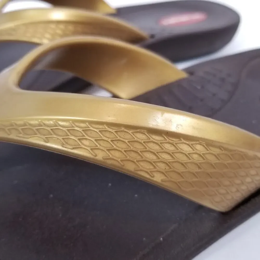 Okabashi Women's Gold Flip Flops Size Large 9.5 - 10.5